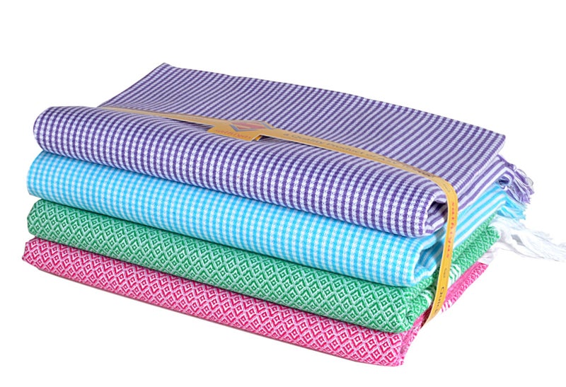 Sathiyas Quick Dry Cotton Bath Towels - Pack Of 4 (Lavender, Blue, Green, Pink, Asvtwl398), 150X75 Cm, 240 TC, 150 Centimeters - Image 4
