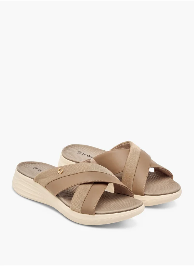 لو كونفورت Women's Cross Strap Slip-On Sandals