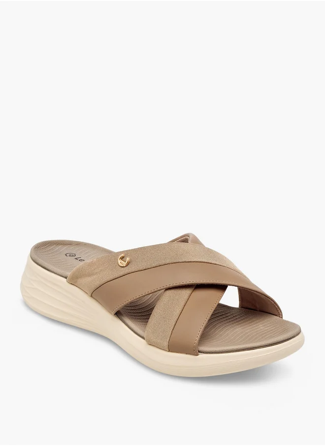 لو كونفورت Women's Cross Strap Slip-On Sandals