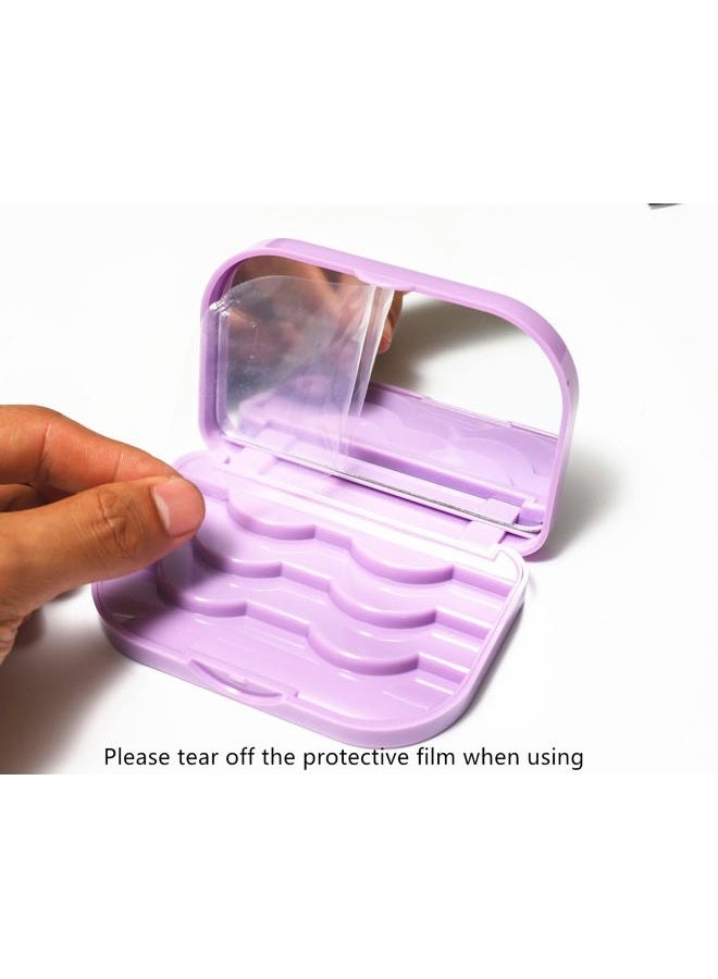 kawosun Eyelash Storage Case Organizer With Makeup Mirror Frame Box, Magnetic False Eyelashes Case False Eyelashes Packaging Travel Storage Box Eyelash Bag (Light Purple) - Image 4