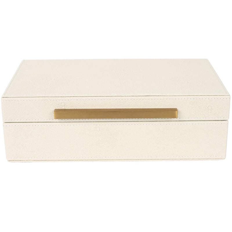 XIGEXIGE Beige Shagreen box Faux Leather Decorative Boxes,Keepsake And Memory Storage Decorative Boxes with Lids for Modern Home Decor Jewelry Box Organizer - Image 2