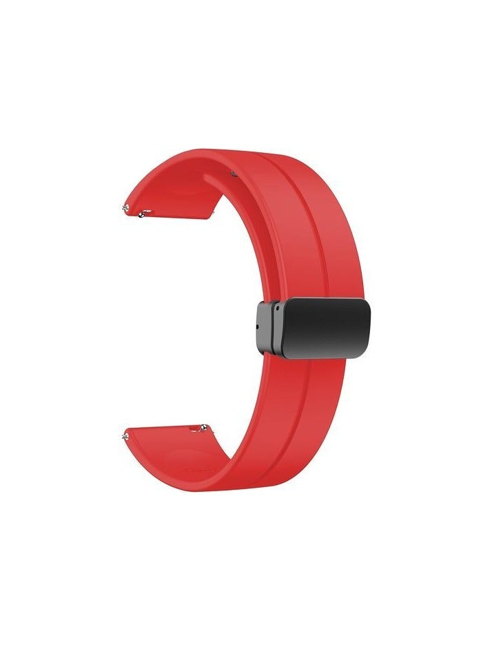سوار ساعة سيليكون بإبزيم مغناطيسي مقاس 22 مم متوافق مع حزام مقاس 22 مم متوافق مع ساعة Xiaomi Redmi Watch 5 Active/Redmi Watch 5 Lite، مقاس 22 مم - ساعة ذكية - أحمر - Image 2