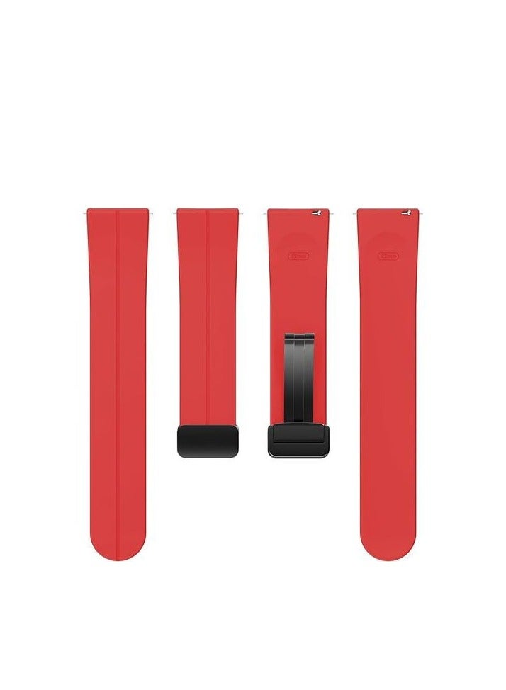 سوار ساعة سيليكون بإبزيم مغناطيسي مقاس 22 مم متوافق مع حزام مقاس 22 مم متوافق مع ساعة Xiaomi Redmi Watch 5 Active/Redmi Watch 5 Lite، مقاس 22 مم - ساعة ذكية - أحمر - Image 1