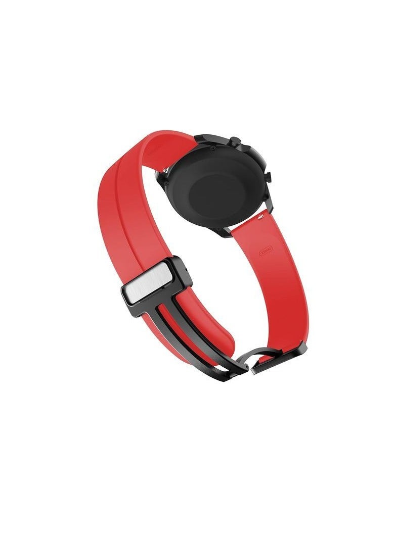 سوار ساعة سيليكون بإبزيم مغناطيسي مقاس 22 مم متوافق مع حزام مقاس 22 مم متوافق مع ساعة Xiaomi Redmi Watch 5 Active/Redmi Watch 5 Lite، مقاس 22 مم - ساعة ذكية - أحمر - Image 3