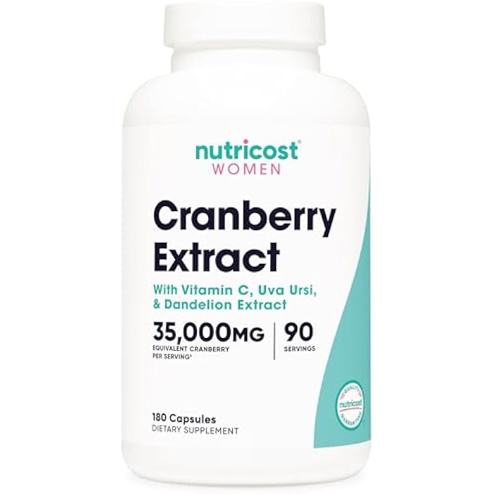 Nutricost Cranberry Extract for Women 180 Capsules for 90 Servings – with Vitamin C, Uva Ursi & Dandelion Root, Vegan, GMO-Free & Gluten-Free - Image 1