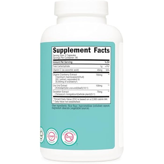 Nutricost Cranberry Extract for Women 180 Capsules for 90 Servings – with Vitamin C, Uva Ursi & Dandelion Root, Vegan, GMO-Free & Gluten-Free - Image 5