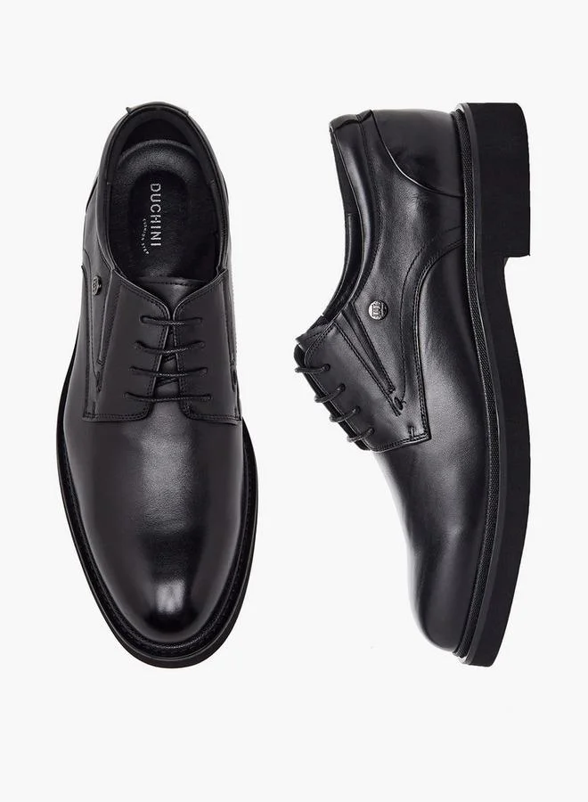 Duchini Men Lace-Up Leather Derby Shoes