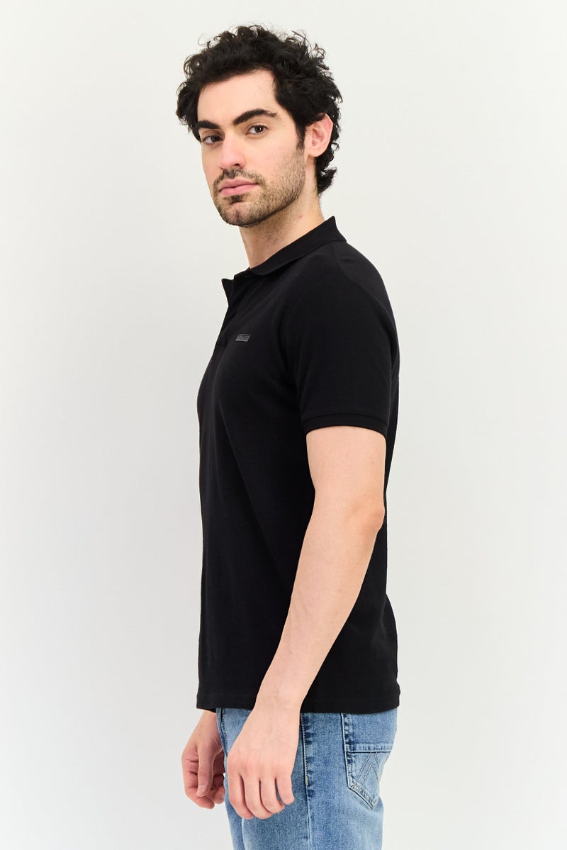 Nordland قميص بولو قصير الأكمام بتصميم عادي للرجال بشعار العلامة التجارية، أسود - Image 4