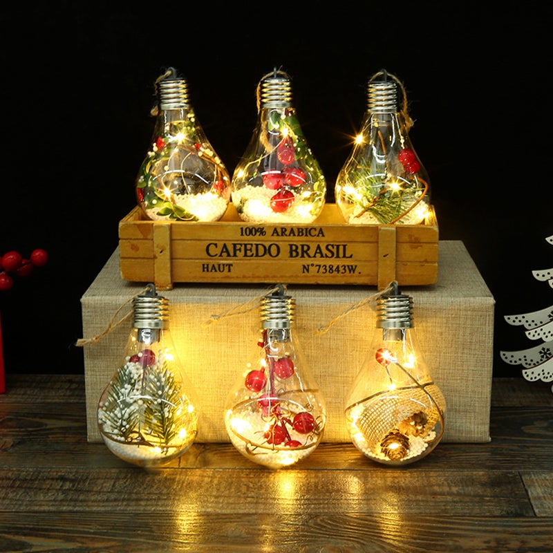 Christmas Tree Hanging Bulb: Type 2 Premium Pet Material - Long-Lasting Xmas Style Decorative Snowball Lamp for Home Holiday Decorations And Gifting - Image 4