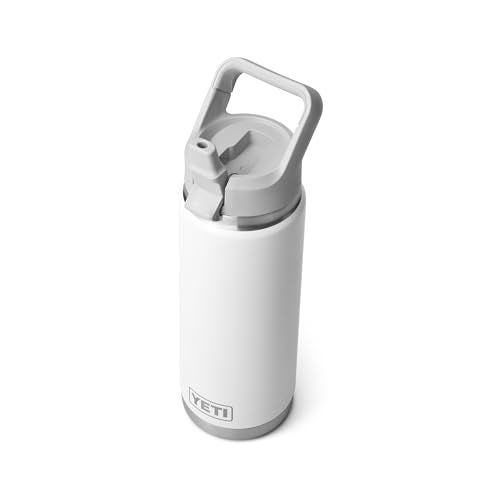 YETI Rambler 26 oz Bottle, Vacuum Insulated, Stainless Steel with Color Matching Straw Cap,White - Image 3