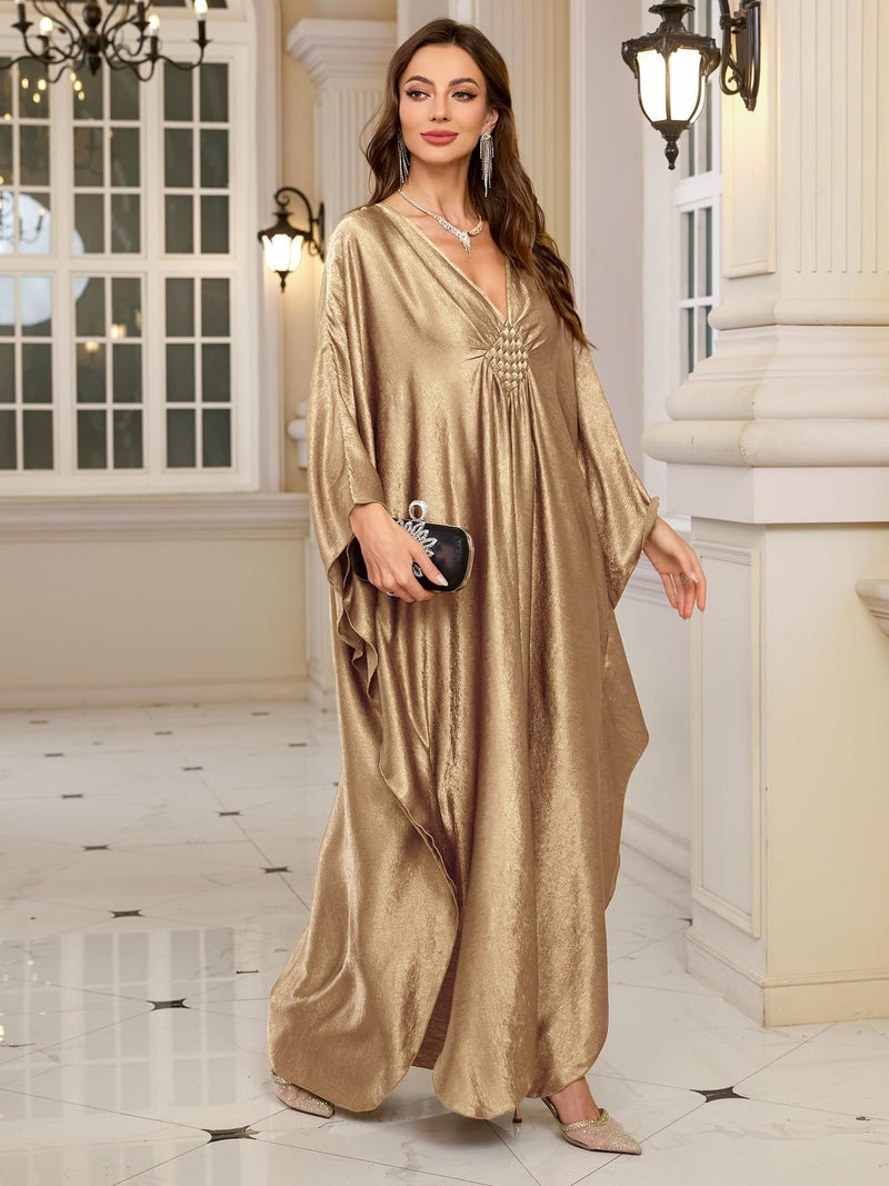 RanRui Women's Turkish caftan Silk Wrinkle Ethnic Print kaftans Floral Print Over Sized Caftans Lounge wear 19092 (8784-1) - Image 1