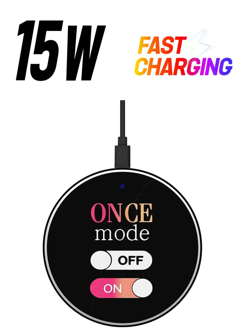 Theodor Once Mode Printed Fast Wireless Charger With USB Cable Black/Pink/White - Image 1