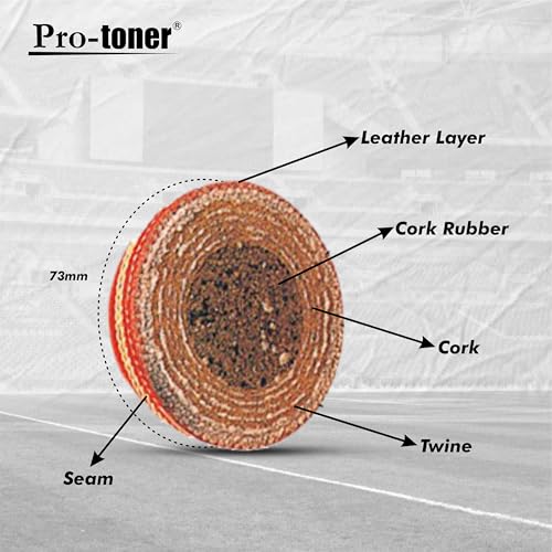 Protoner Cricket Practice Hanging Ball with Rope, Leather Training Ball, Red - Image 3