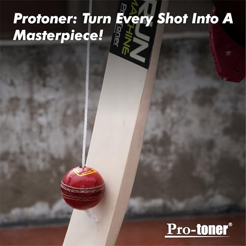Protoner Cricket Practice Hanging Ball with Rope, Leather Training Ball, Red - Image 5