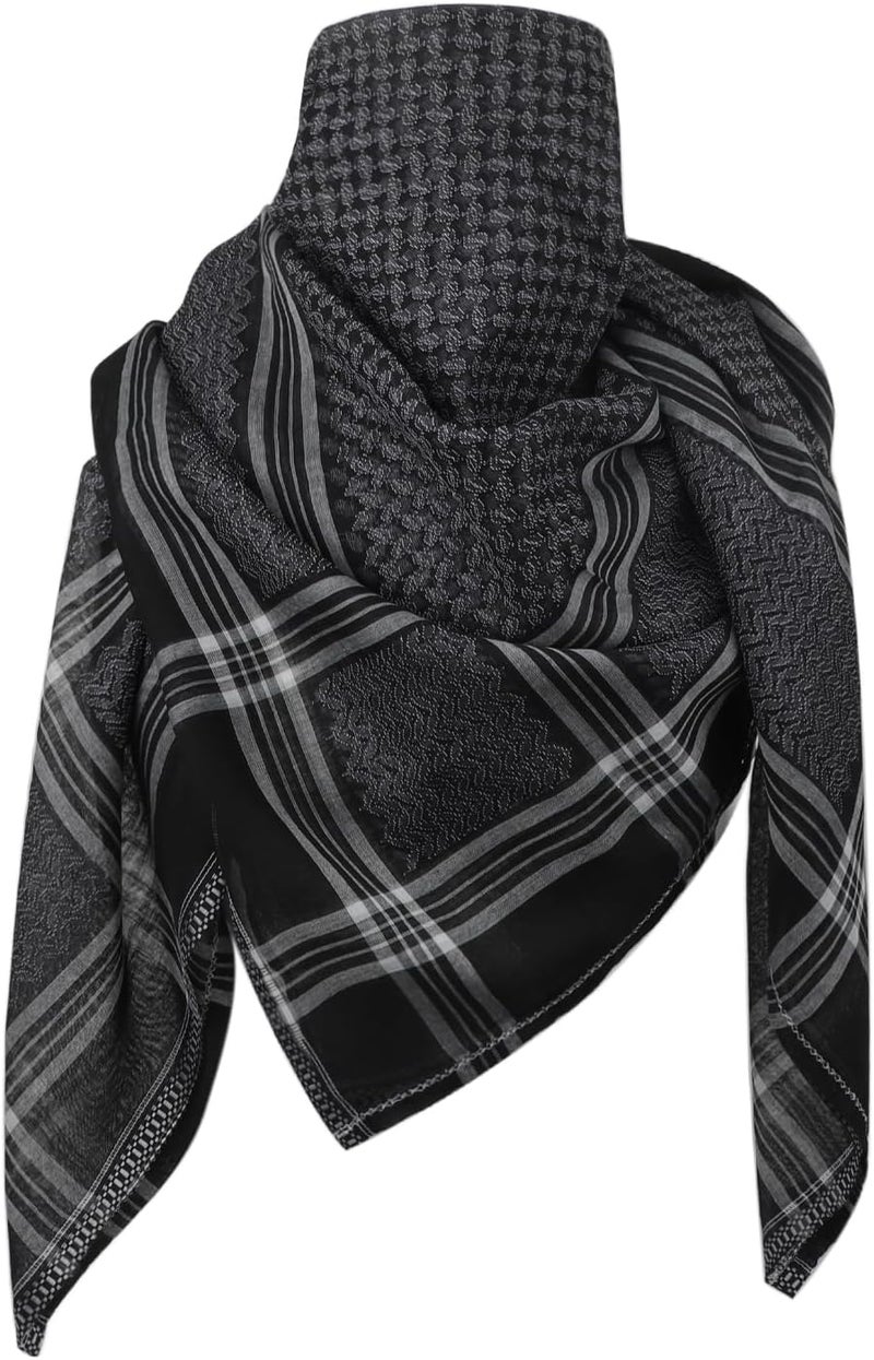 PURFUN Men's Large Arab Shemagh Headscarf Muslim Headcover Shawl Keffiyeh Arabic Scarf - Image 1