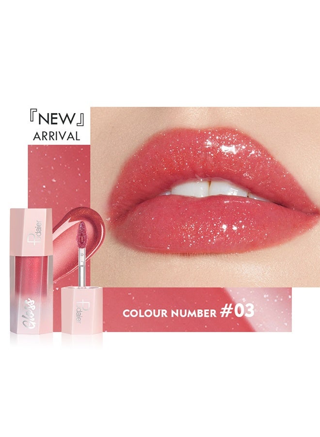 pudaier Ultra Glossy Lip Gloss, Diamond Matte Lip Oil, Gloss Glitter Metallic Liquid Lipstick, Glitter Shimmer Lip Glaze ,Shimmery Finish High Pigment Long Lasting Lip Gloss ,Tint Makeup #03 - Image 2