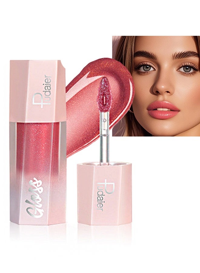 pudaier Ultra Glossy Lip Gloss, Diamond Matte Lip Oil, Gloss Glitter Metallic Liquid Lipstick, Glitter Shimmer Lip Glaze ,Shimmery Finish High Pigment Long Lasting Lip Gloss ,Tint Makeup #03 - Image 1