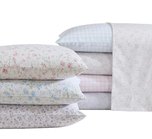 Shabby Chic® - Queen Sheets, Cotton Flannel Bedding Set, Warm & Cozy Home Decor (Ella Blue, Queen) - Image 5