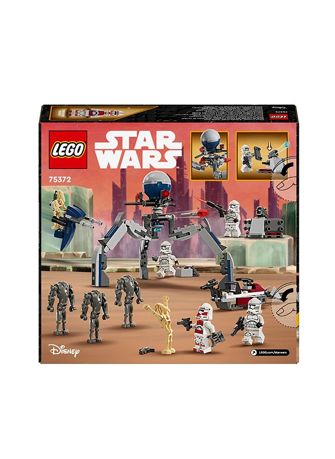 LEGO - LEGO Star Wars Kids 75372 Clone Trooper and Warrior Droid Battle Pack, Tripod Robot, Defense Post and Speed ​​Bike Toy for Boys and Girls 7+ Years Old, Kids Gift - Image 1