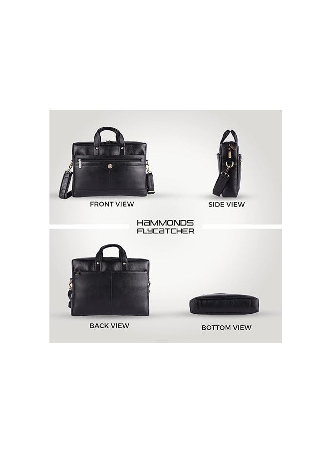 HAMMONDS FLYCATCHER Laptop Bag for Men - Leather Office Bag with Multiple Compartments - Fits 14/15.6/16 Inch Laptop Bag - Messenger and Shoulder Bag for Travel - Water Resistant - LB137BK-US4S  - Image 2