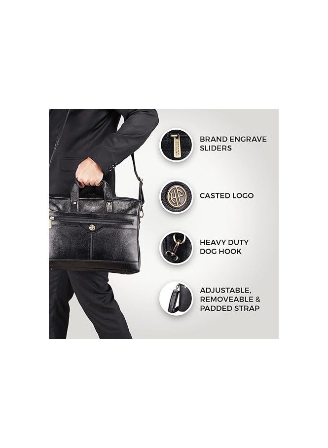 HAMMONDS FLYCATCHER Laptop Bag for Men - Leather Office Bag with Multiple Compartments - Fits 14/15.6/16 Inch Laptop Bag - Messenger and Shoulder Bag for Travel - Water Resistant - LB137BK-US4S  - Image 3