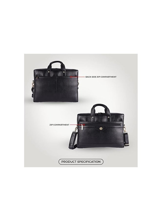 HAMMONDS FLYCATCHER Laptop Bag for Men - Leather Office Bag with Multiple Compartments - Fits 14/15.6/16 Inch Laptop Bag - Messenger and Shoulder Bag for Travel - Water Resistant - LB137BK-US4S  - Image 5