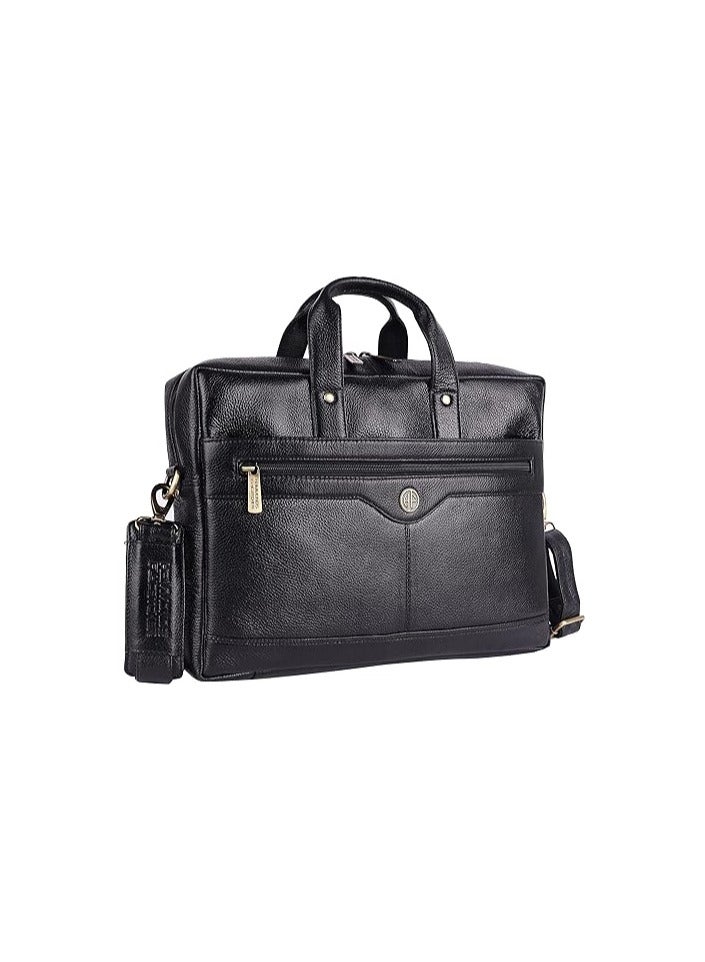 HAMMONDS FLYCATCHER Laptop Bag for Men - Leather Office Bag with Multiple Compartments - Fits 14/15.6/16 Inch Laptop Bag - Messenger and Shoulder Bag for Travel - Water Resistant - LB137BK-US4S  - Image 1