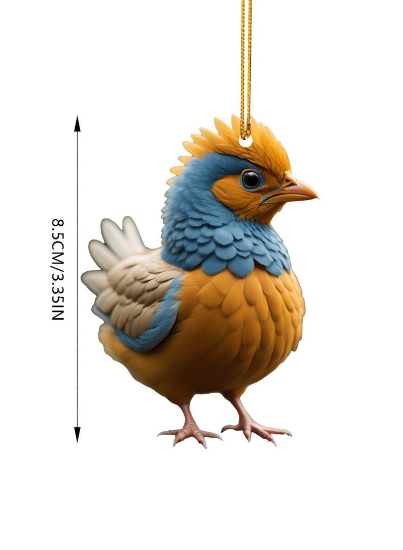 Cute Cartoon Rooster Pendant, 6 Pieces Acrylic Chicken Decoration Car Interior, Realistic Chicken for Home Hanging Window Wall Home Cute Animal Hanging 8.5cm/3.35inch - Image 4