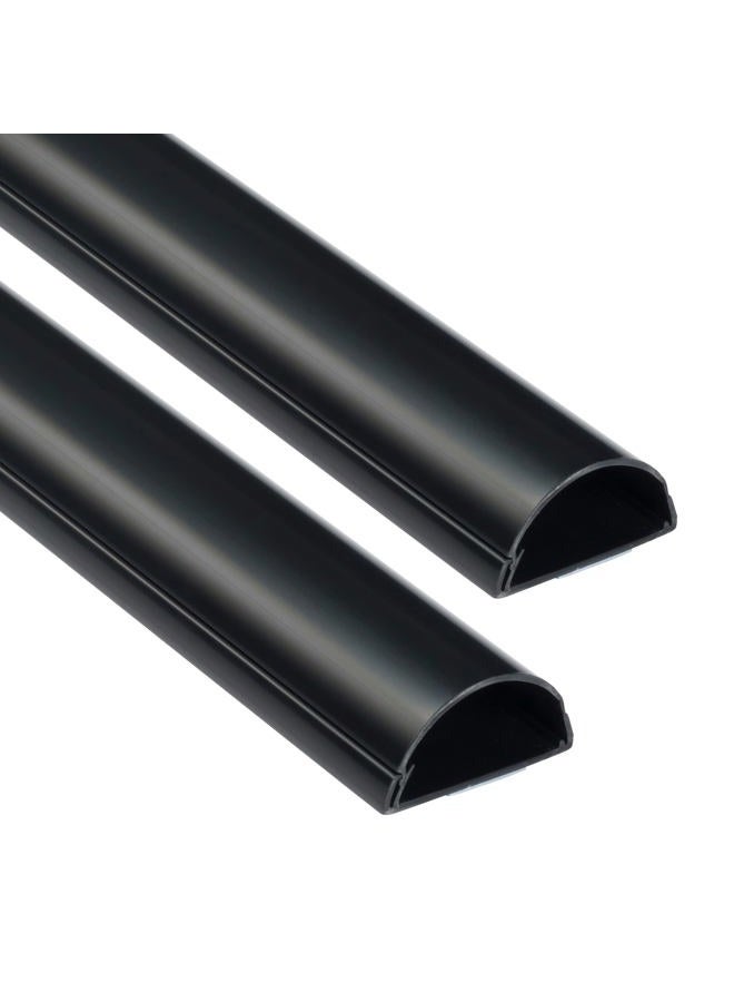 D-Line Cord Hider 2-Pack, Cable Raceway, Desk Cable Management, Cord Cover Wall, Decorative Cable Concealer, TV Wire Covers, Hide Cords - 2X 2in W x 1in H x 39in Lengths (78in Total) - Black - Image 1