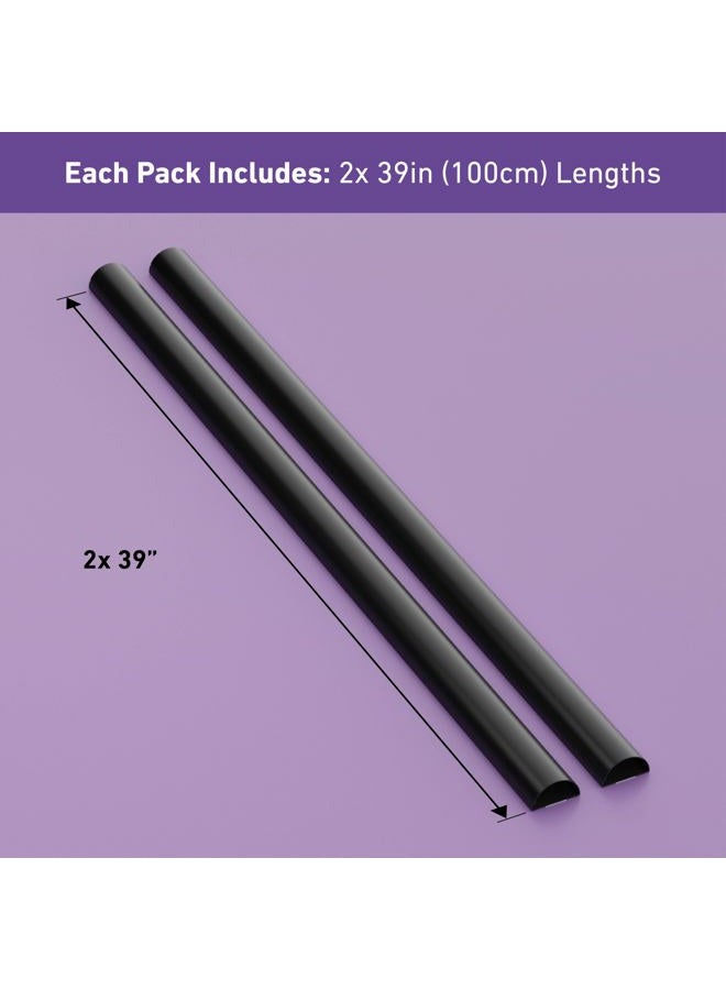 D-Line Cord Hider 2-Pack, Cable Raceway, Desk Cable Management, Cord Cover Wall, Decorative Cable Concealer, TV Wire Covers, Hide Cords - 2X 2in W x 1in H x 39in Lengths (78in Total) - Black - Image 4