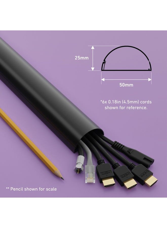 D-Line Cord Hider 2-Pack, Cable Raceway, Desk Cable Management, Cord Cover Wall, Decorative Cable Concealer, TV Wire Covers, Hide Cords - 2X 2in W x 1in H x 39in Lengths (78in Total) - Black - Image 3