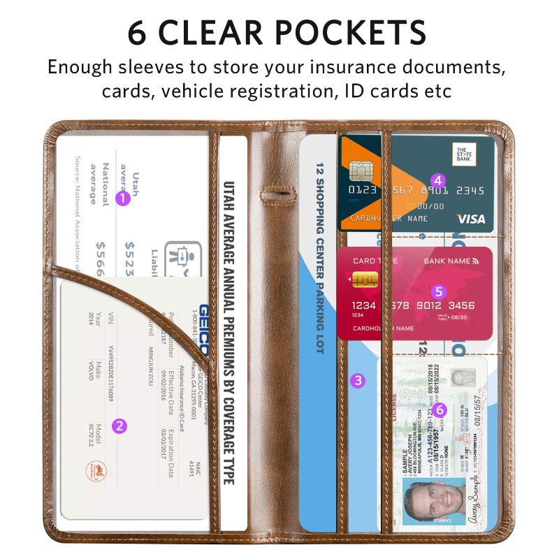 CoBak Car Registration and Insurance Holder - Vehicle Glove Box Car Organizer,Auto Truck Comparment Accessories Case with Magnetic Closure for Driver License,Cards - Image 4