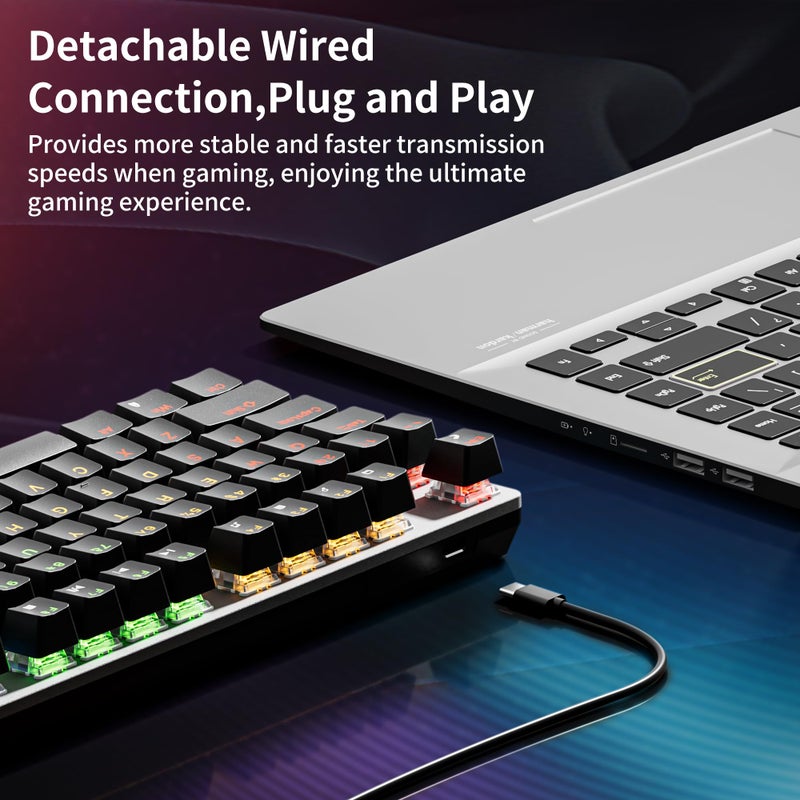 Newmen GM325Pro Mechanical Keyboard,104 Keys Rainbow LED Backlit Wired Gaming Keyboards,Hot-Swap Metal Panel ABS Black Keycaps Gaming Mechanical Keyboard for Windows Laptop PC Linear Red Switches - Image 2