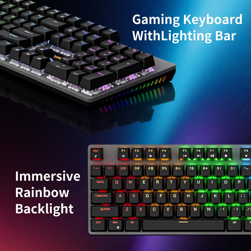 Newmen GM325Pro Mechanical Keyboard,104 Keys Rainbow LED Backlit Wired Gaming Keyboards,Hot-Swap Metal Panel ABS Black Keycaps Gaming Mechanical Keyboard for Windows Laptop PC Linear Red Switches - Image 3