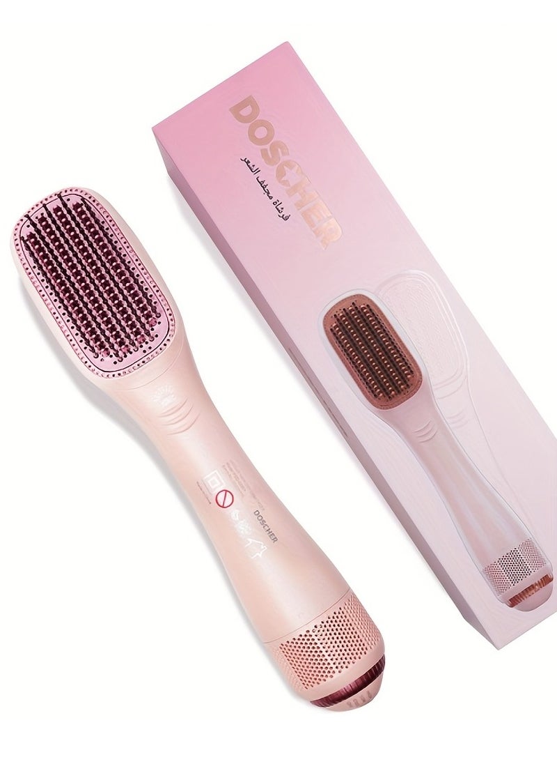 DOSCHER - Hair Dryer Brush Ceramic Dryer,Styler and Straightener 1200W Pink/Rose Gold - Image 1