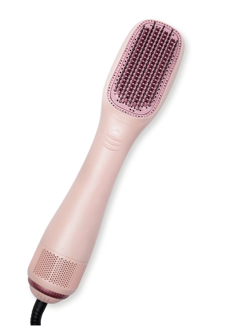 DOSCHER - Hair Dryer Brush Ceramic Dryer,Styler and Straightener 1200W Pink/Rose Gold - Image 1