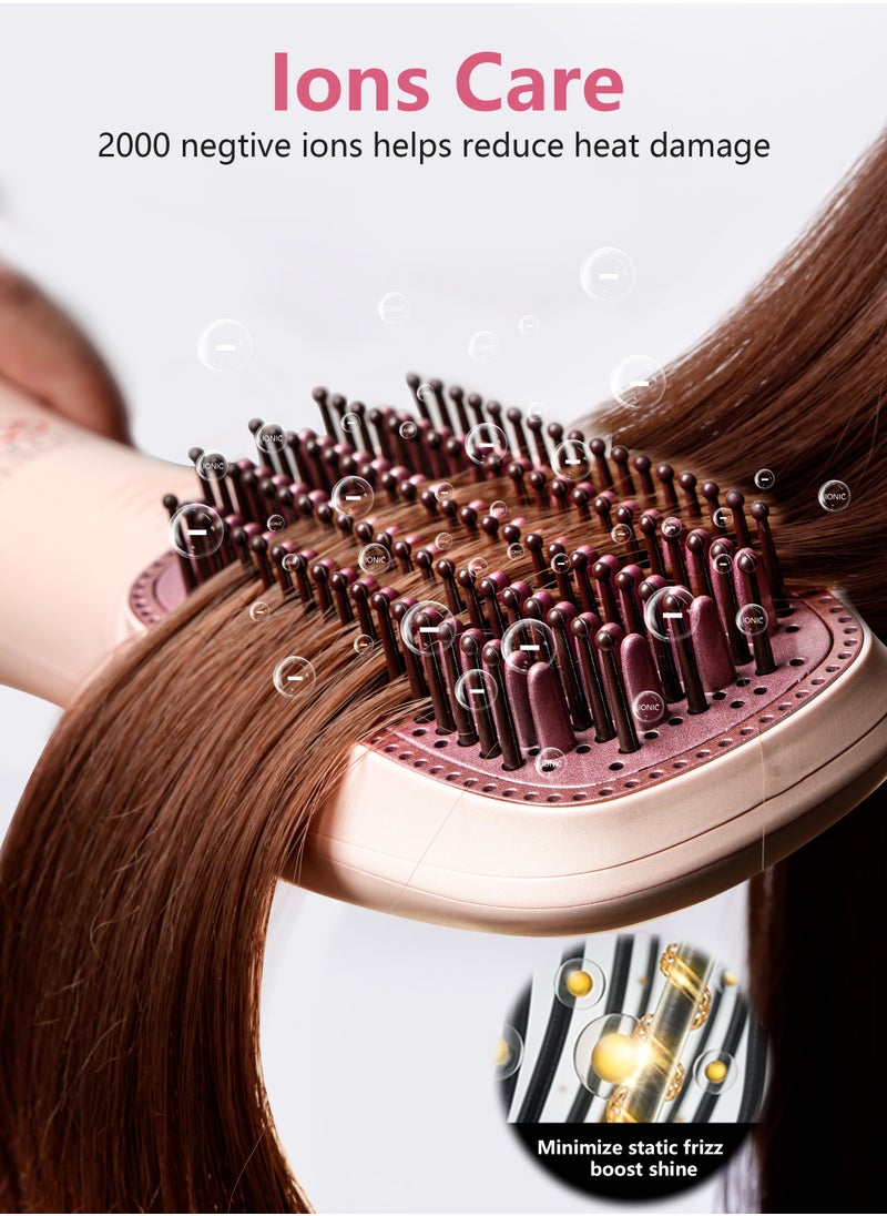 DOSCHER - Hair Dryer Brush Ceramic Dryer,Styler and Straightener 1200W Pink/Rose Gold - Image 1