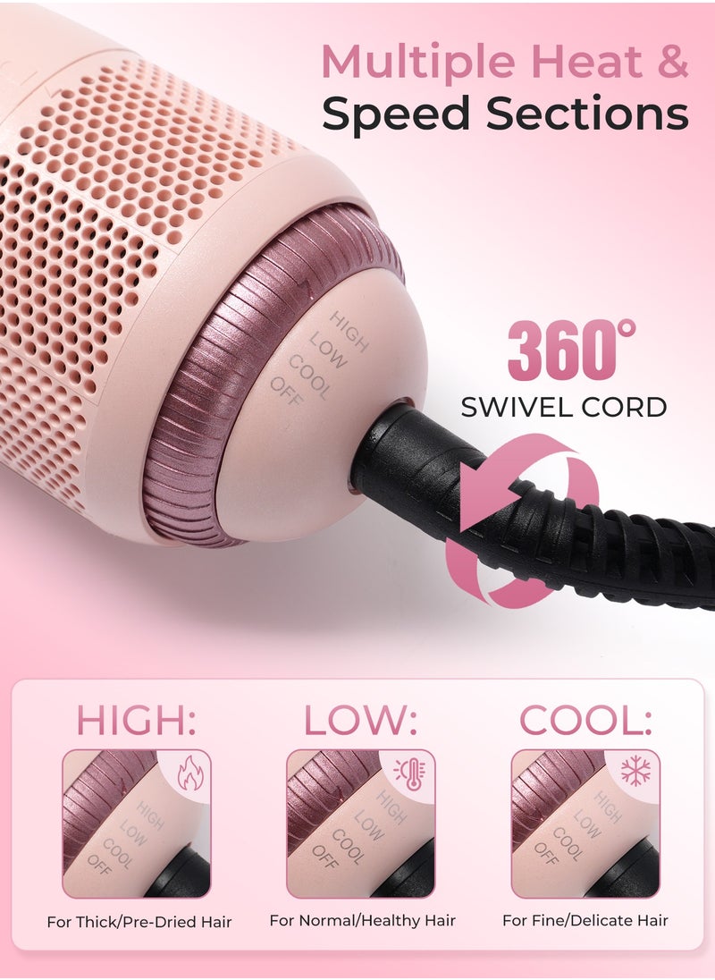 DOSCHER Hair Dryer Brush Ceramic Dryer,Styler and Straightener 1200W Pink/Rose Gold  - Image 2