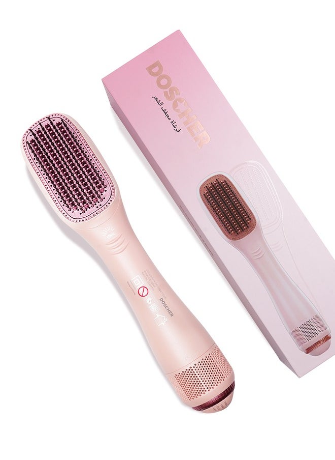 DOSCHER Hair Dryer Brush Ceramic Dryer,Styler and Straightener 1200W Pink/Rose Gold 