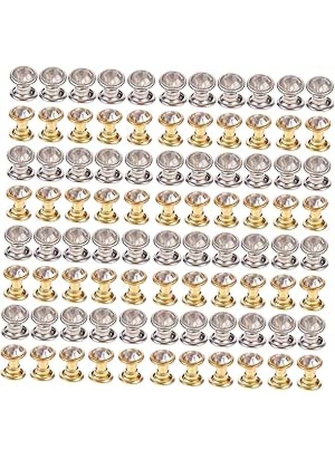 100pcs Silver Crystal Handbag Snaps Rivets Studs For Clothing Decor DIY Accessories - Image 1
