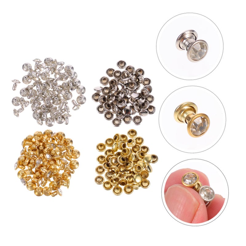 100pcs Silver Crystal Handbag Snaps Rivets Studs For Clothing Decor DIY Accessories - Image 5