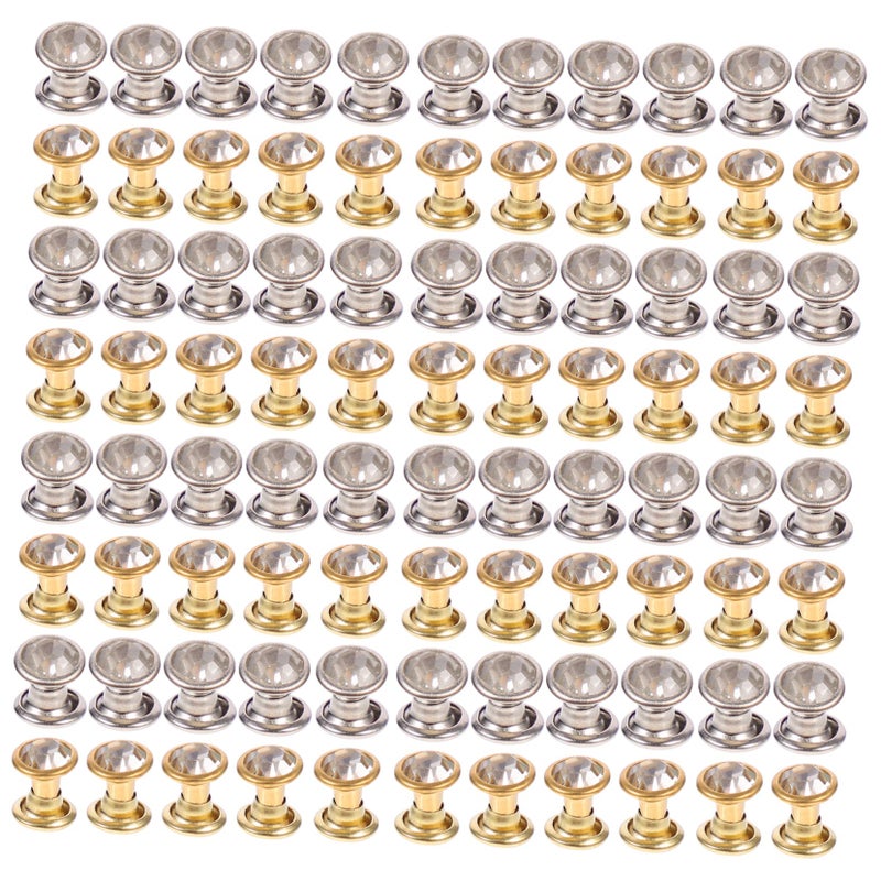 100pcs Silver Crystal Handbag Snaps Rivets Studs For Clothing Decor DIY Accessories - Image 2