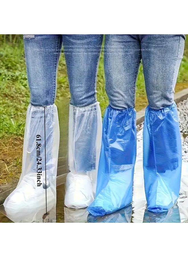 أغطية الأحذية المطرية الشفافة الزرقاء المصنوعة من PVC، 10 قطع، مقاومة للماء للأيام الممطرة في الهواء الطلق - Image 2