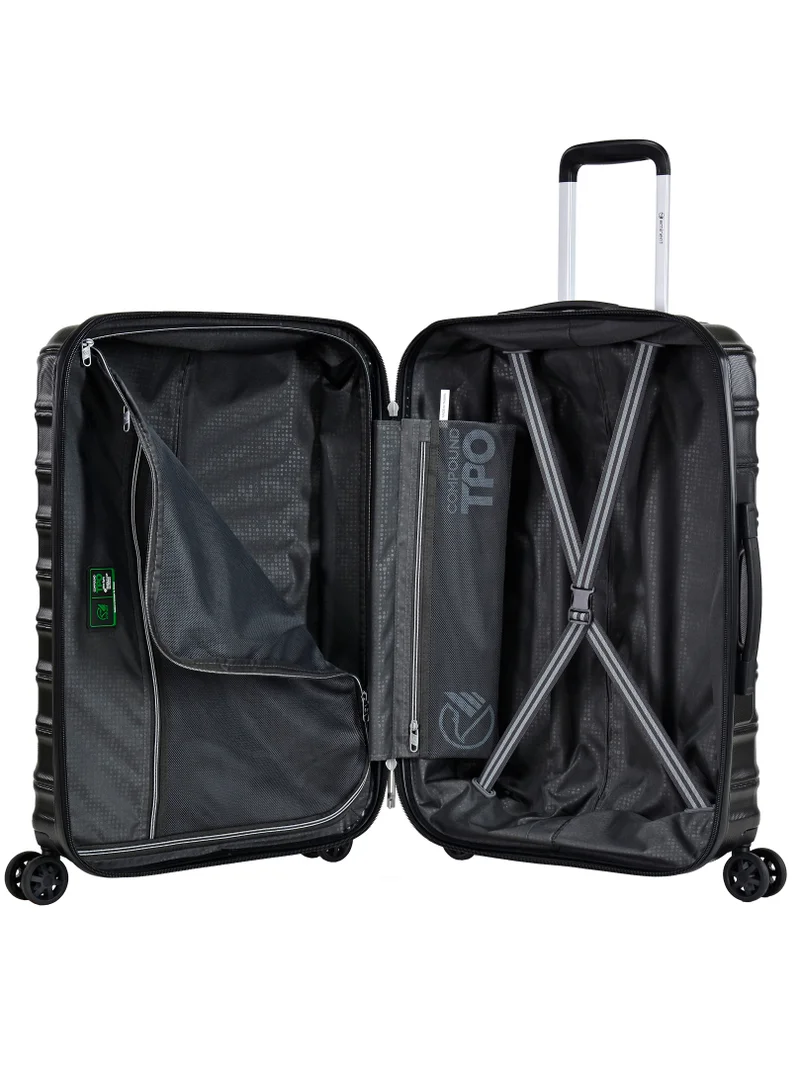 eminent Hard Case Travel Bag Large Luggage Trolley TPO Lightweight Suitcase 4 Quiet Double Spinner Wheels with TSA Lock KK30 Black