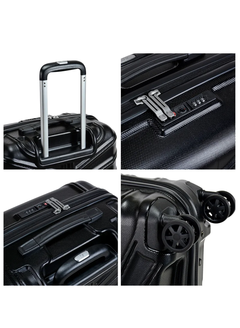 eminent Hard Case Travel Bag Large Luggage Trolley TPO Lightweight Suitcase 4 Quiet Double Spinner Wheels with TSA Lock KK30 Black