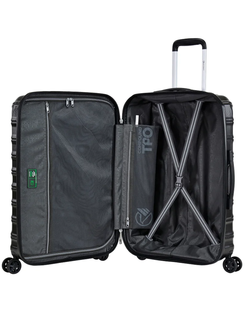 eminent Hard Case Travel Bag Large Luggage Trolley TPO Lightweight Suitcase 4 Quiet Double Spinner Wheels with TSA Lock KK30 Black