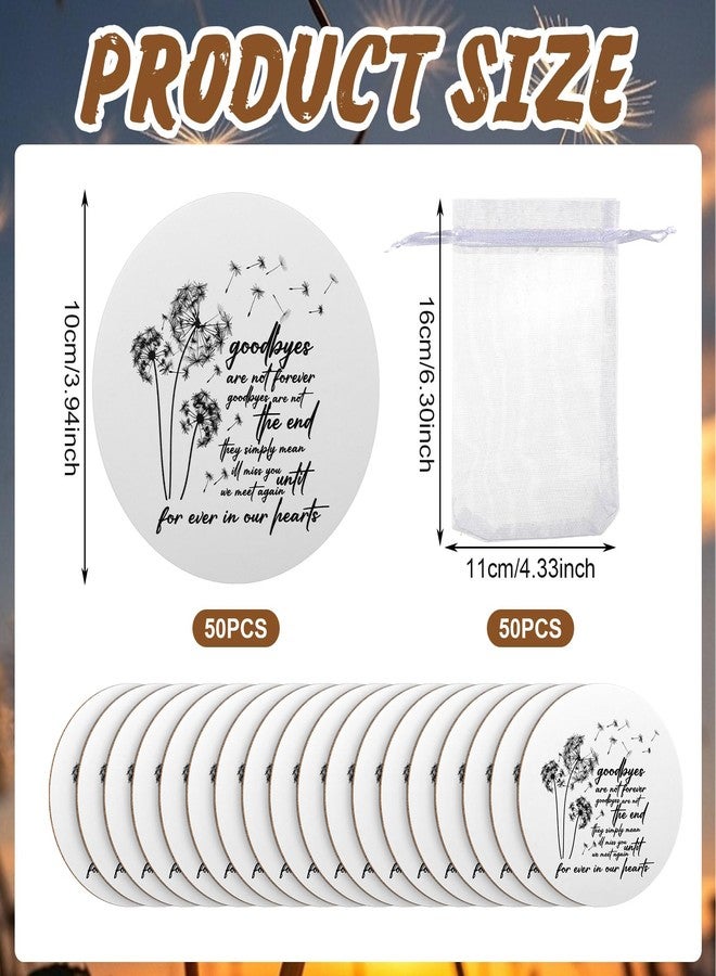 Singhoow 50 Set Funeral Favors Celebration of Life Decorations with 50 Wood Coasters 50 Organza Bags Memorial Gifts for Family Church Funeral Prayer - Image 2