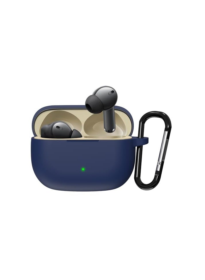 Earphone Case Cover Compatible for Realme Buds T300, Soft Silicone Skin Case Cover Shock-Absorbing Protective Case with Keychain [Front LED Visible](Blue) - Image 1