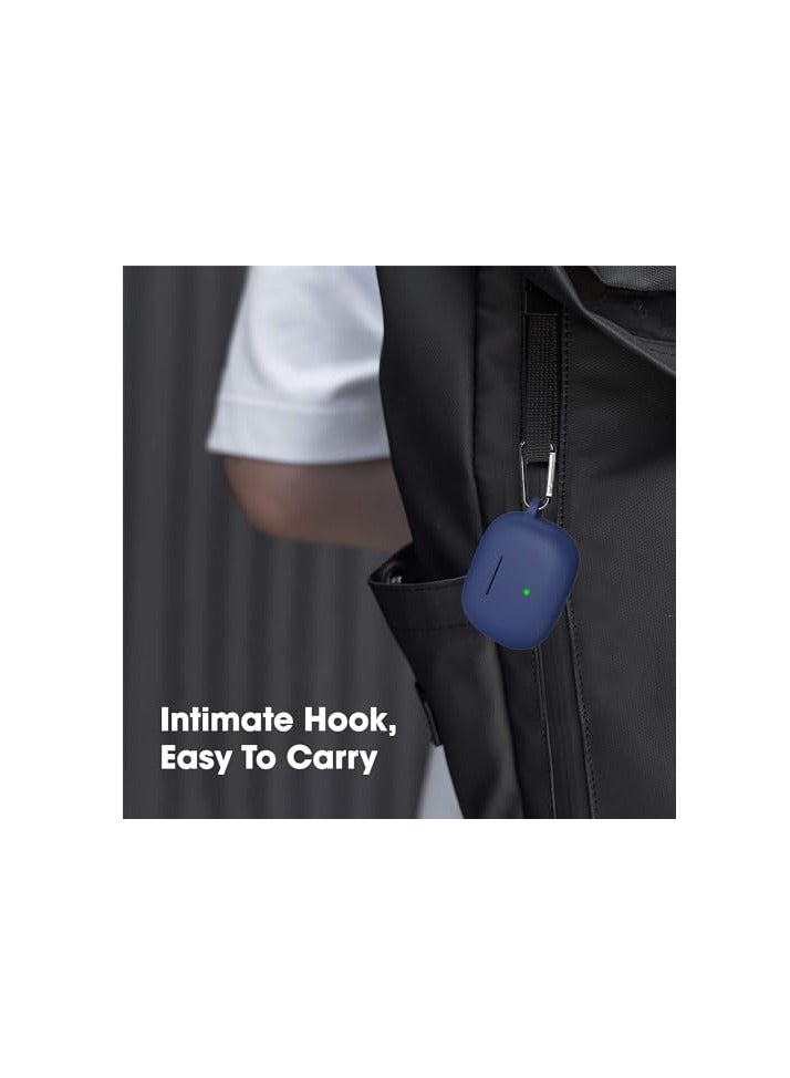 Earphone Case Cover Compatible for Realme Buds T300, Soft Silicone Skin Case Cover Shock-Absorbing Protective Case with Keychain [Front LED Visible](Blue) - Image 3