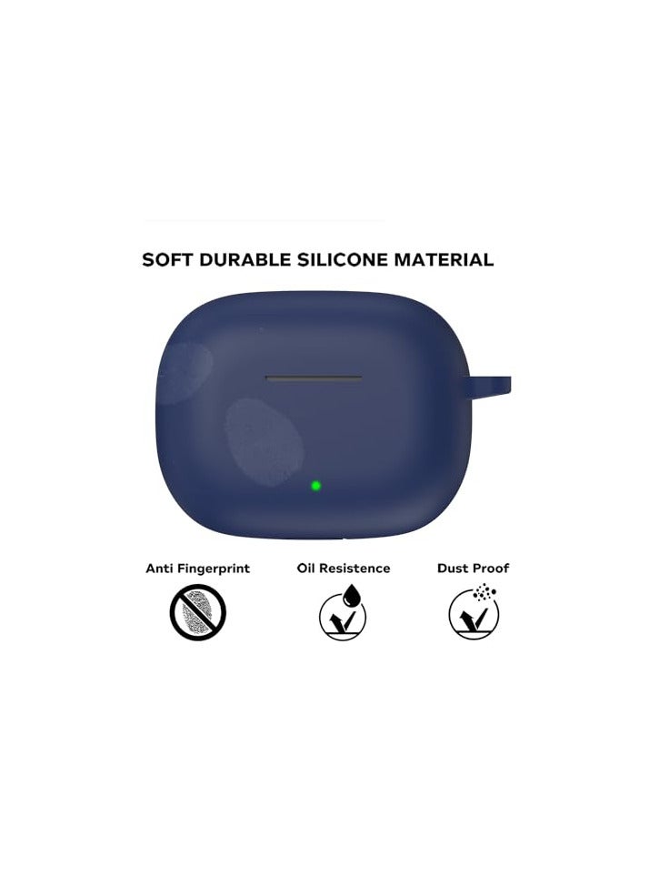 Earphone Case Cover Compatible for Realme Buds T300, Soft Silicone Skin Case Cover Shock-Absorbing Protective Case with Keychain [Front LED Visible](Blue) - Image 4